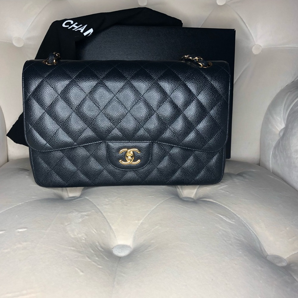 ♥️SOLD♥️ Chanel Classic Double Flap Jumbo Caviar